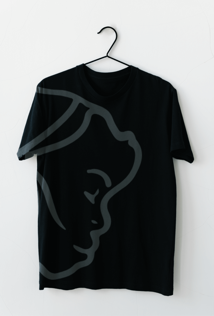 t-shirt design with logo on it, black, branding ngo