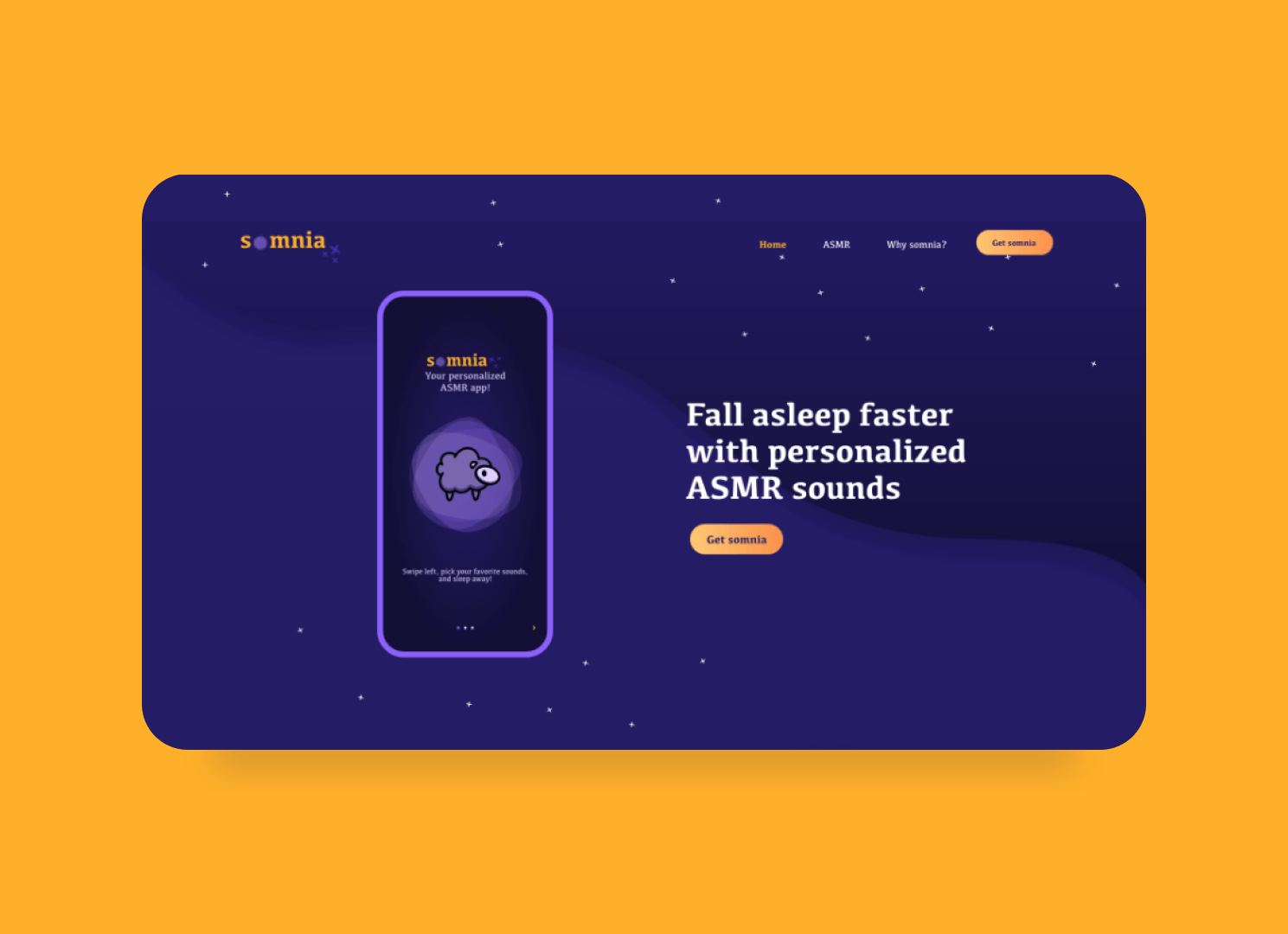 hero section websit, web design, landing page, asmr app, branding project