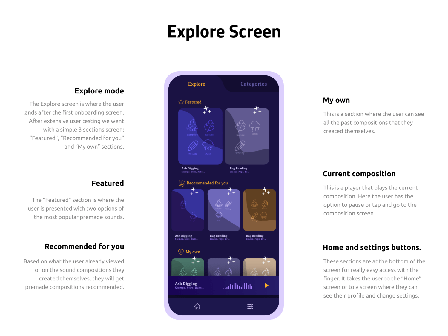 explore screen, app design, rebranding